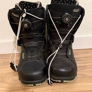 Vans Black and White Snowboard Boots